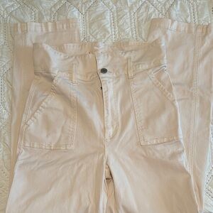 Alice + Olivia Clarissa Cream High-Waisted Jeans